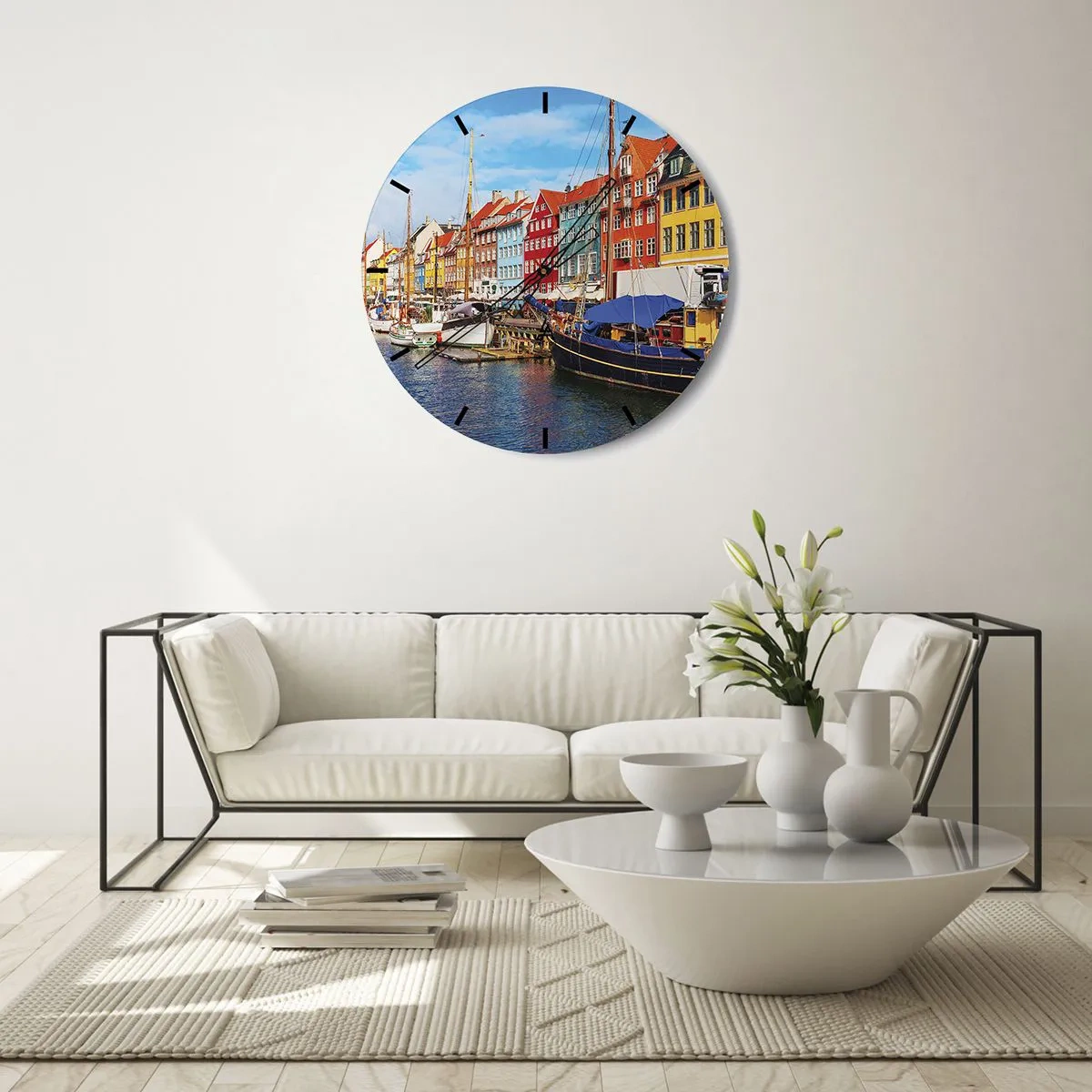 Wall clock - Clock on glass - Joyful Coast - 40x40 cm