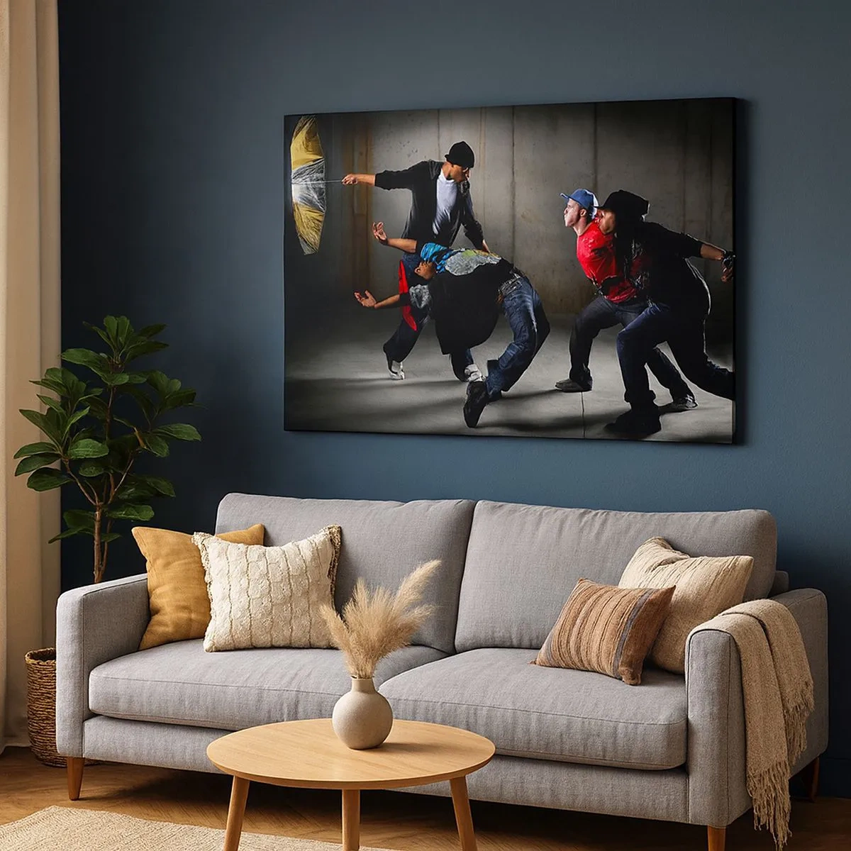 Canvas picture - A group of hip-hop dancers in a dynamic choreography - 70x50cm - Dancing with Street Wind - Modern wall decoration for the living room and bedroom ARTTOR