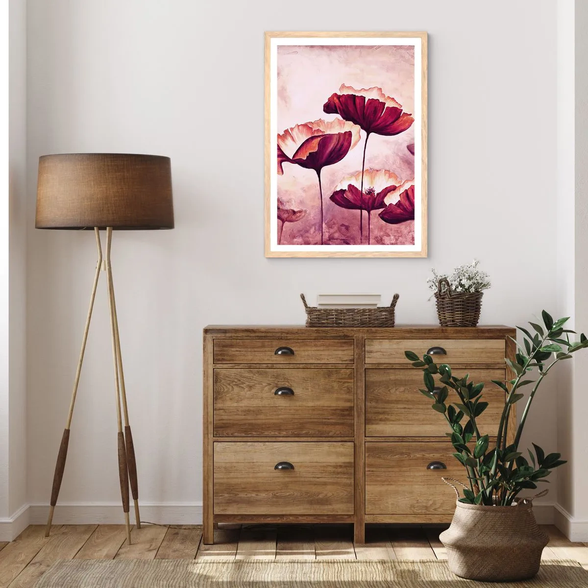 Poster in light oak frame - Red and White Flake - 30x40 cm