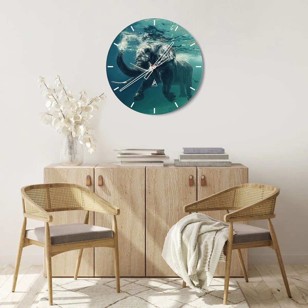 Wall clock - Clock on glass - Everyone Likes to Swim - 40x40 cm