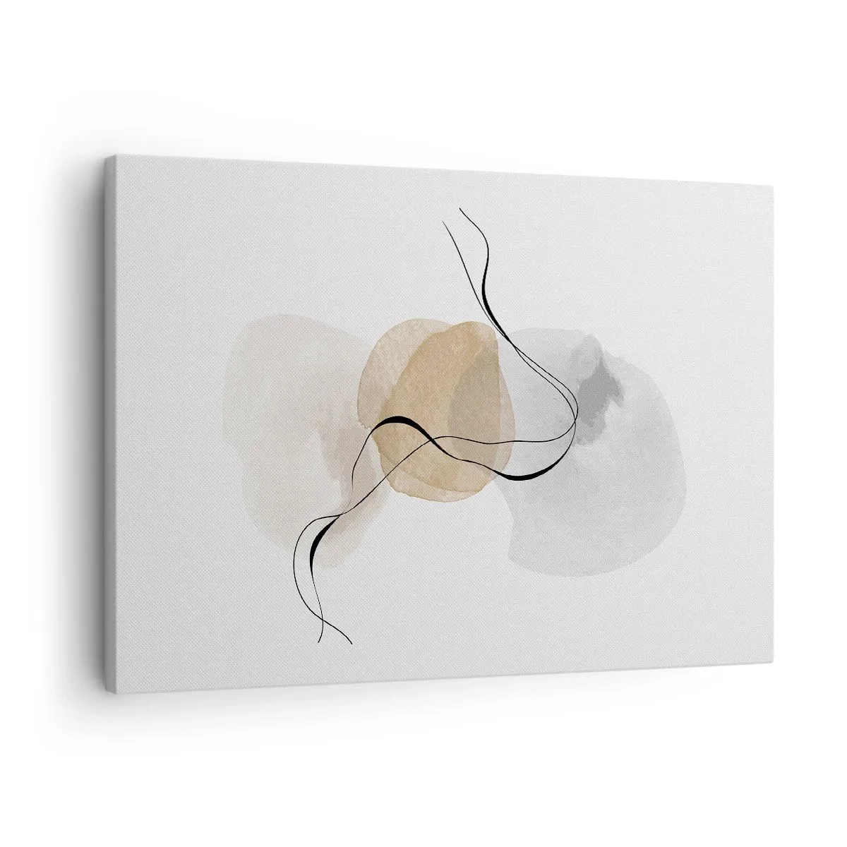 Canvas picture - Minimalist abstraction in shades of beige and gray - 70x50cm - Air Beads - Modern wall decoration for the living room and bedroom ARTTOR