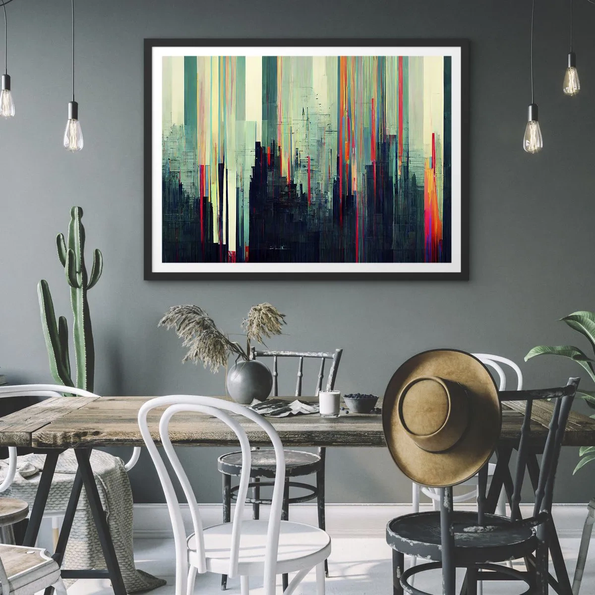 Poster in black frame - Futuristic City - 70x50 cm