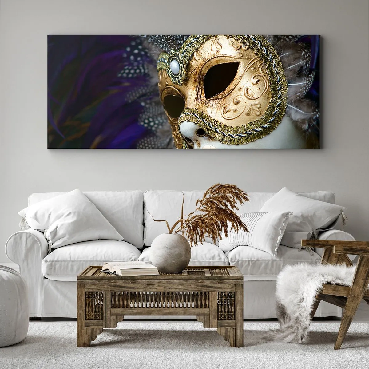 Canvas picture - Venetian Portrait In Gold - 90x30 cm