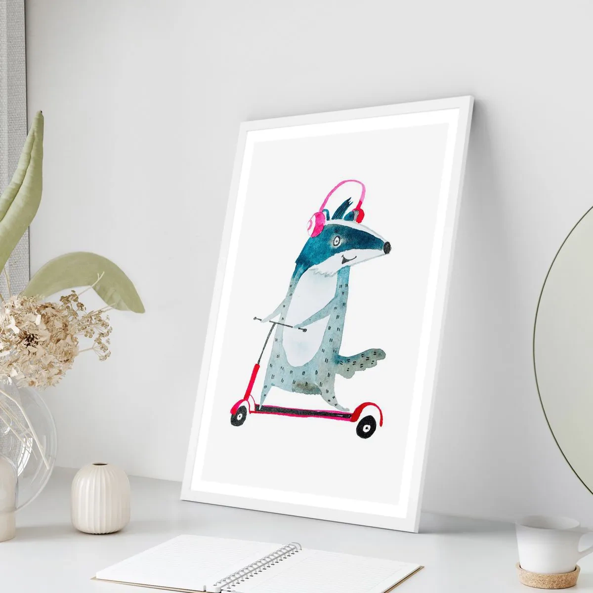 Poster in white frmae - Joys of a Badger - 30x40 cm