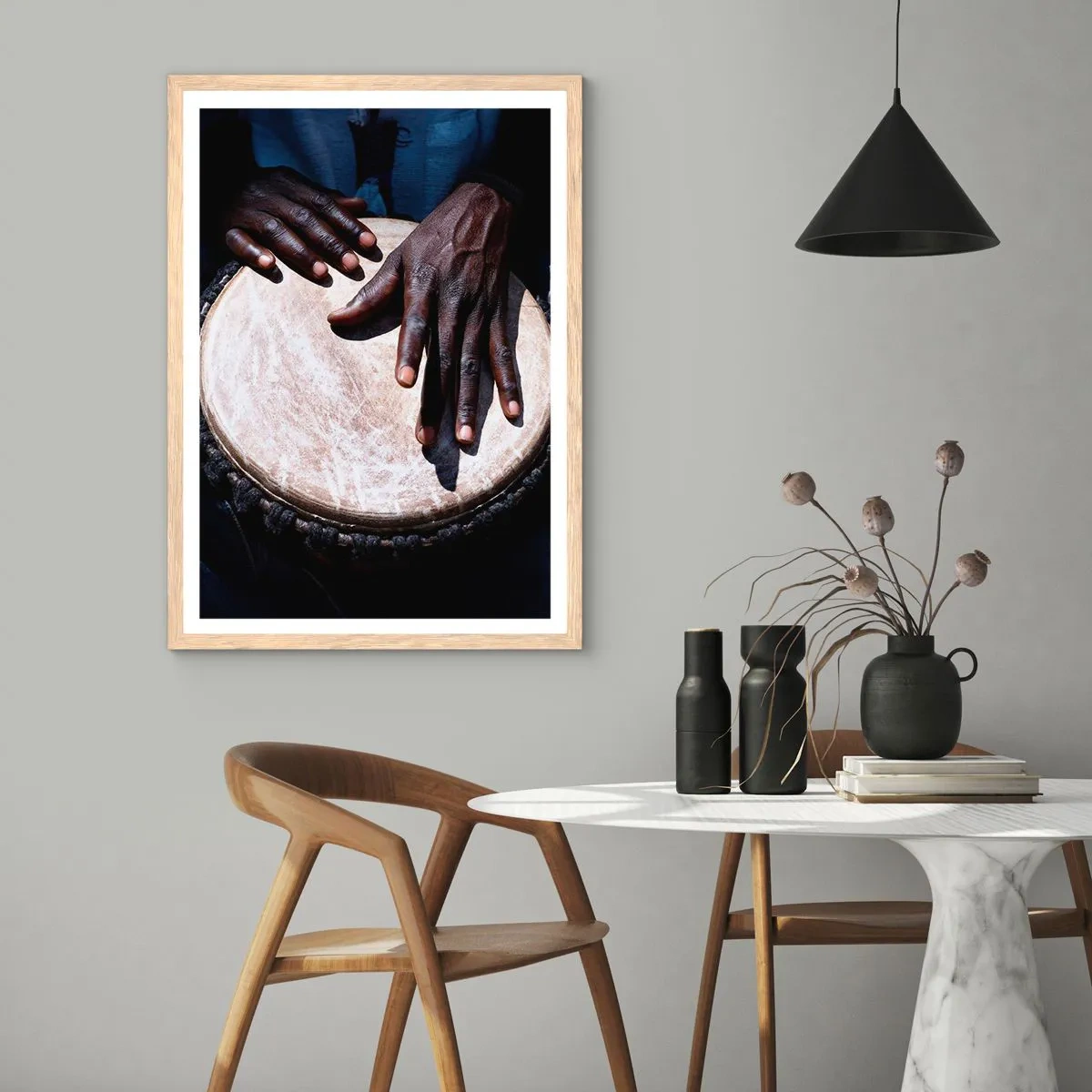 Poster in light oak frame - Live at Your Own Rhythm - 50x70 cm
