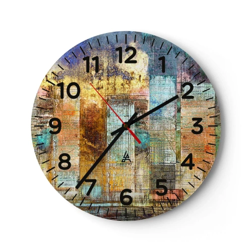 Wall clock - Clock on glass - Sunny Metropolis - 30x30 cm
