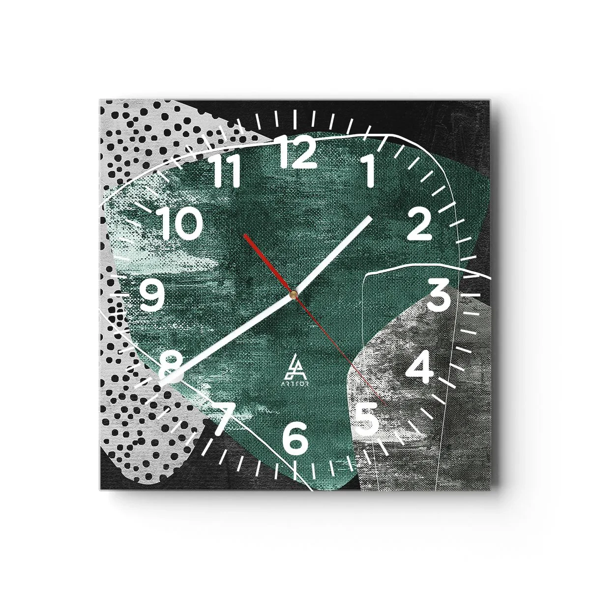 Wall clock - Clock on glass - Colourful Abstract with a Golden Petal - 40x40 cm