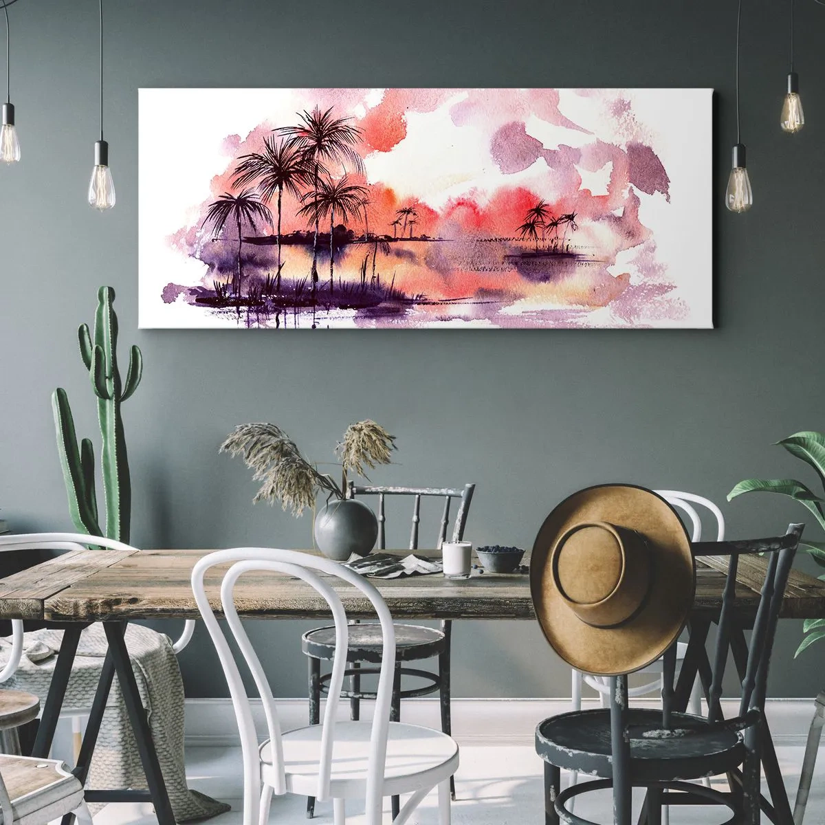 Canvas picture - Peace of Tropics in Red - 140x50 cm