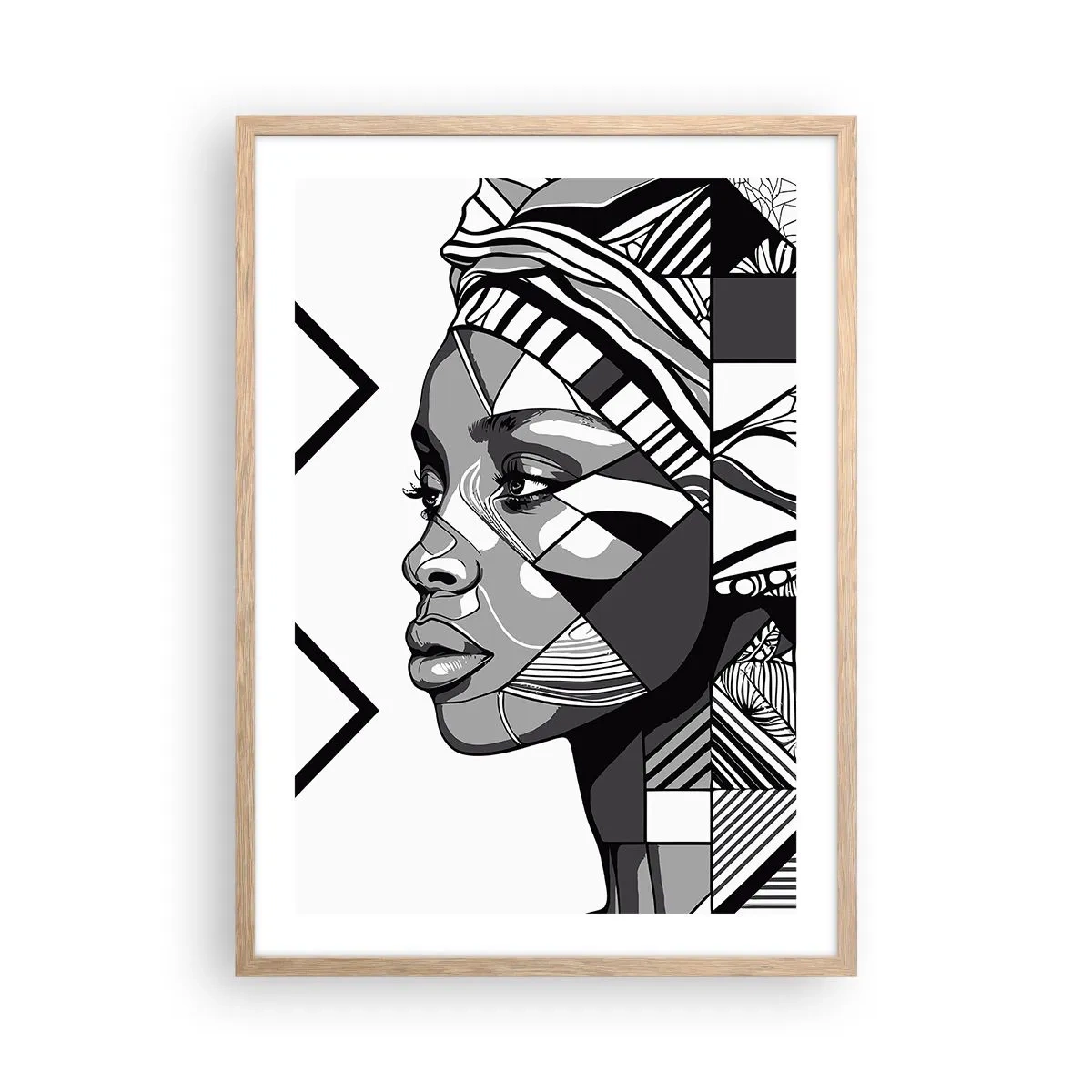 Poster in light oak frame - Ethnic Portrait - 50x70 cm