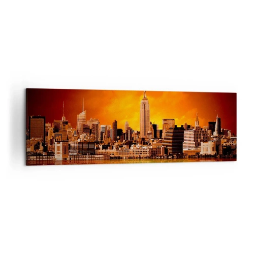 Canvas picture - Big City Panorama in Brown and Yellow - 160x50 cm