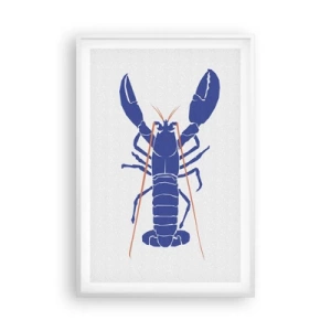 Poster in white frmae - Exquisite Lobster in Navy Blue - 61x91 cm