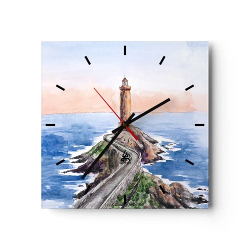 Wall clock - Clock on glass - In the Direction of the Sea - 30x30 cm