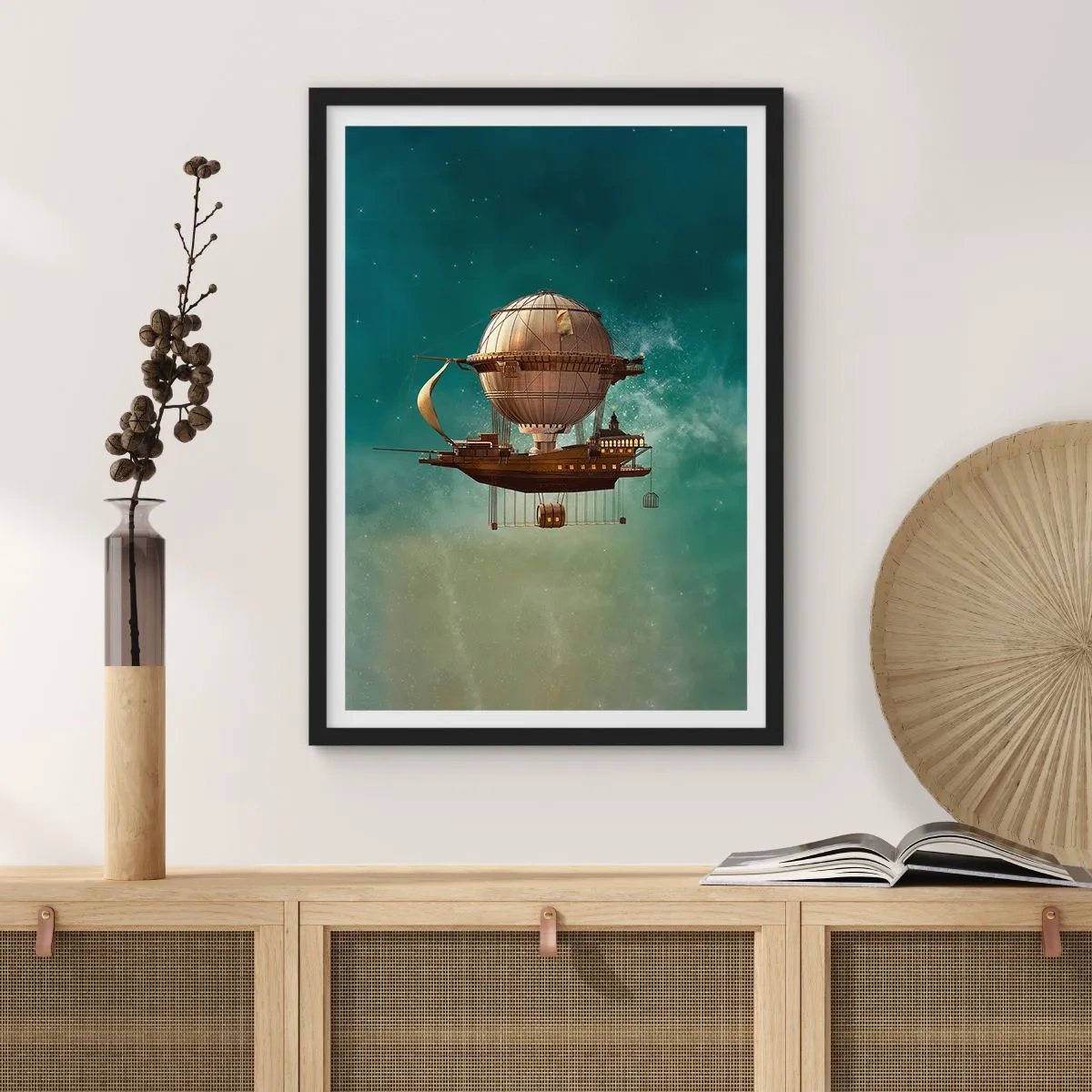 Poster in black frame - Greetings from Jules Verne - 70x100 cm