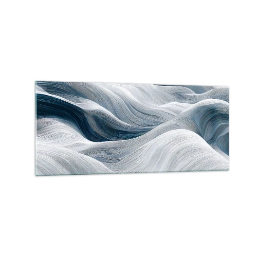 Glass picture - White and Blue Waves - 120x50 cm