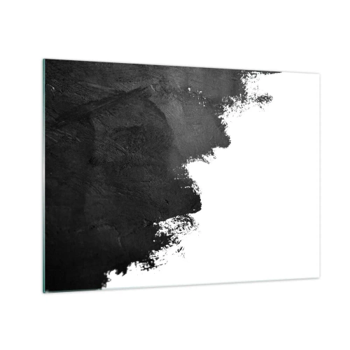Glass picture - Black paint texture on a white background in a minimalist style - 70x50cm - Elements: Earth - Modern wall decoration for the living room and bedroom ARTTOR
