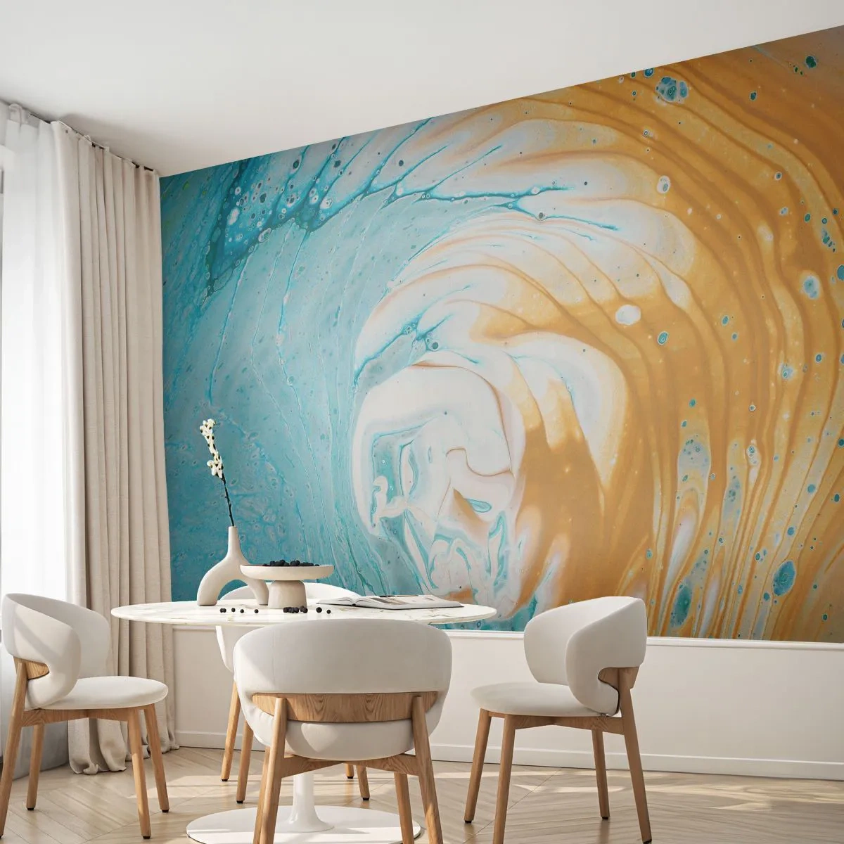 Photo Wallpaper Premium Sand - Pastel Swirl - Abstraction, Piece, Modern Art - 100x70 cm