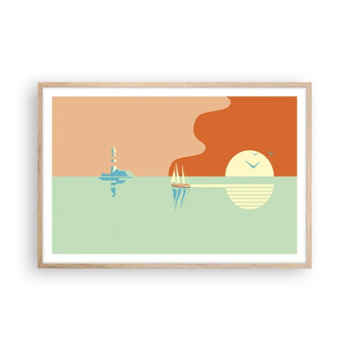 Poster in light oak frame - Ideal Sea Landscape - 91x61 cm