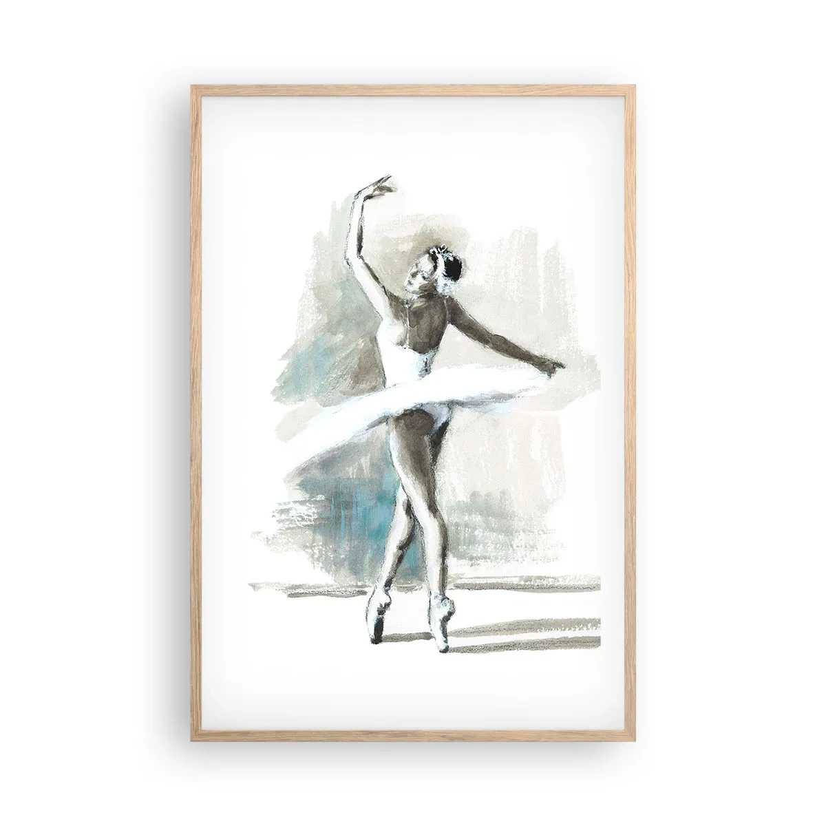 Poster in light oak frame - Enchanted into a Swan - 61x91 cm