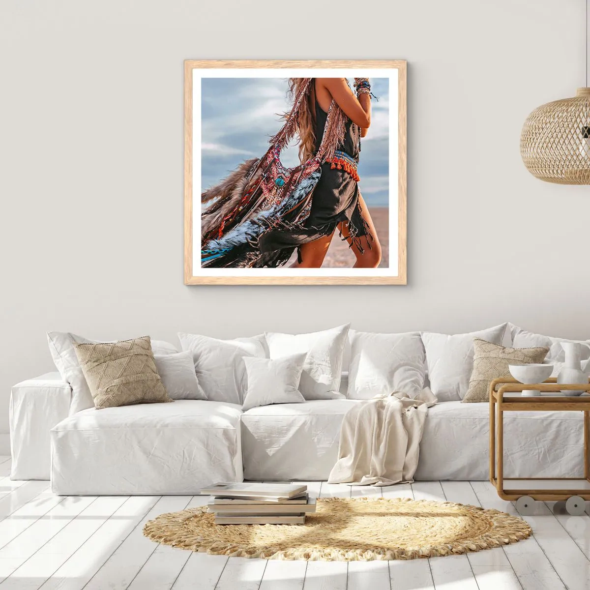 Poster in light oak frame - Shaman's Girl - 60x60 cm
