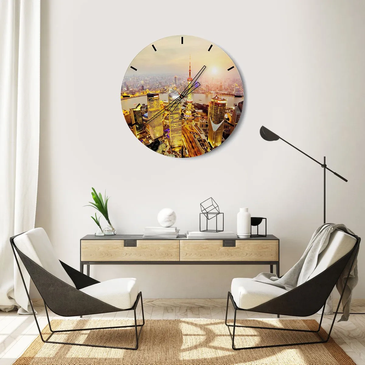 Wall clock - Clock on glass - Asian Dream - 40x40 cm