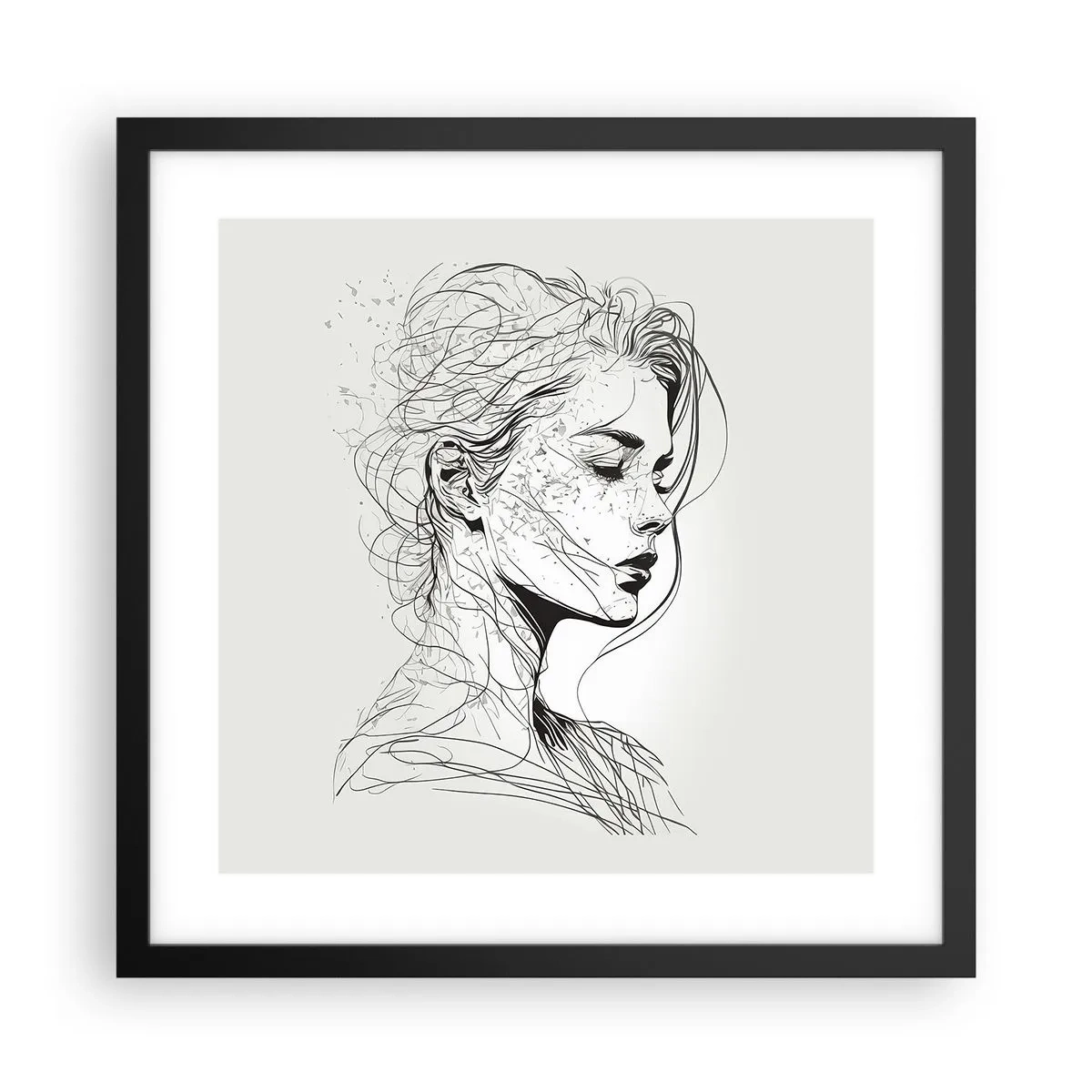 Poster in black frame - Portrait in Thoughts - 40x40 cm