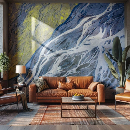 Custom Self-Adhesive Wallpaper Deluxe Sticker - Cave Paintings of Nature - Abstraction, Piece, Glacier