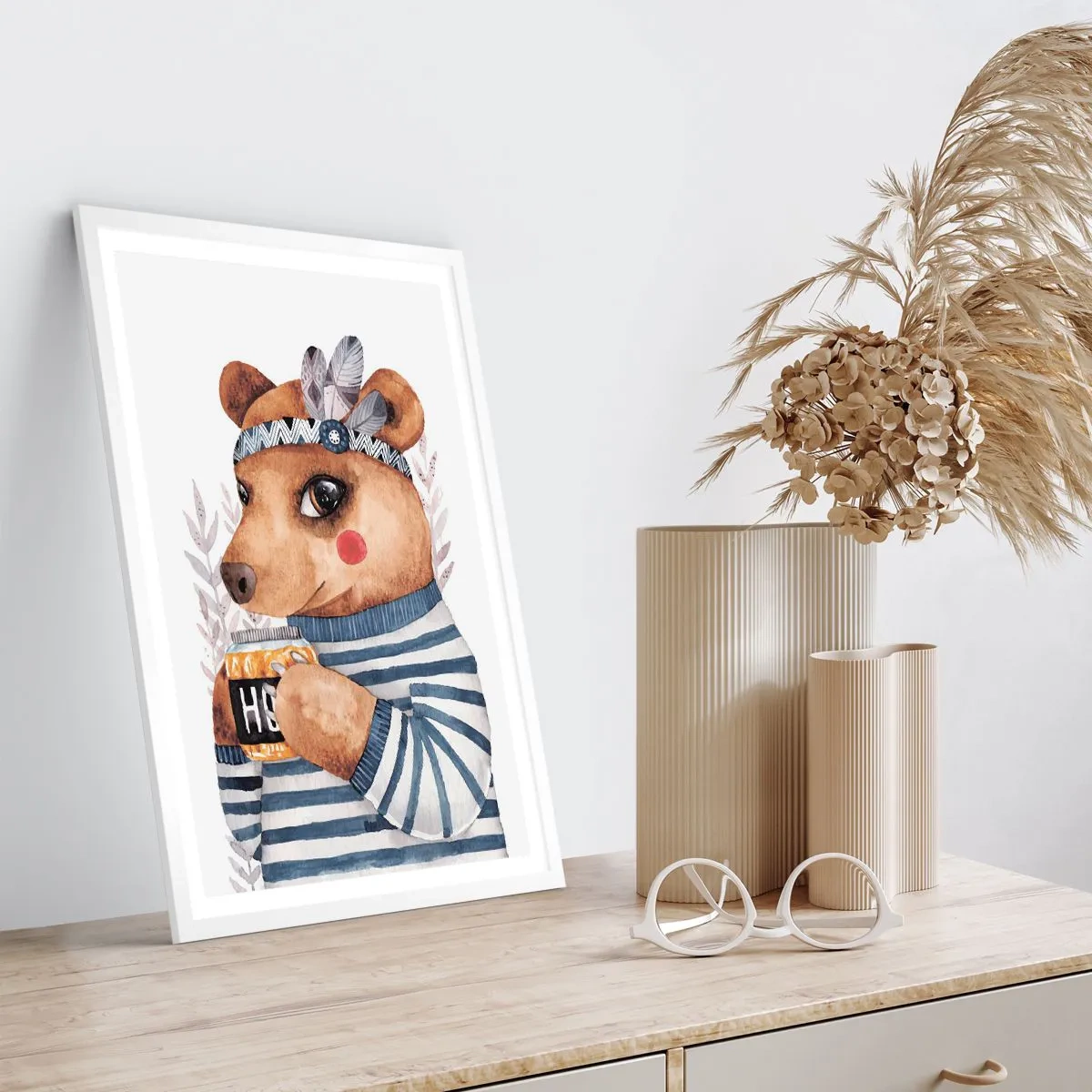 Poster in white frmae - Sweet Lady Bear - 50x70 cm