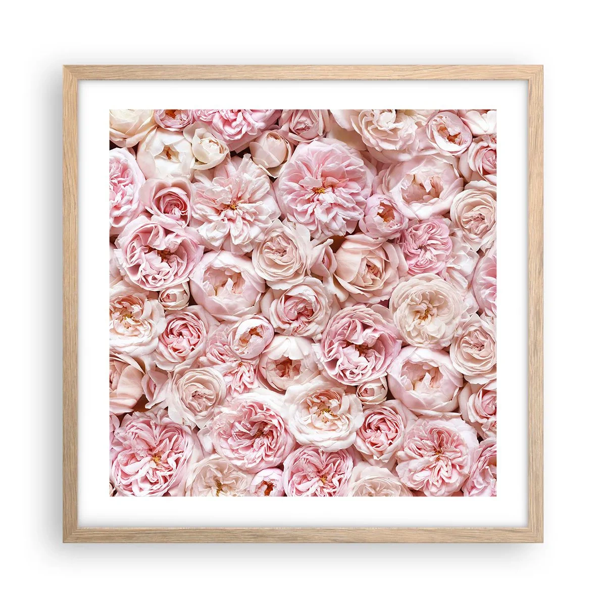 Poster in light oak frame - Decked with Roses - 50x50 cm