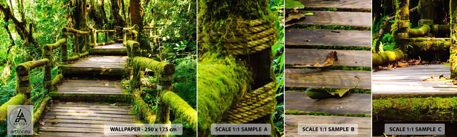 Photo Wallpaper Sample Standard Eco - Down the Green Path - Nature, Landscape, Forest - 100x30 cm