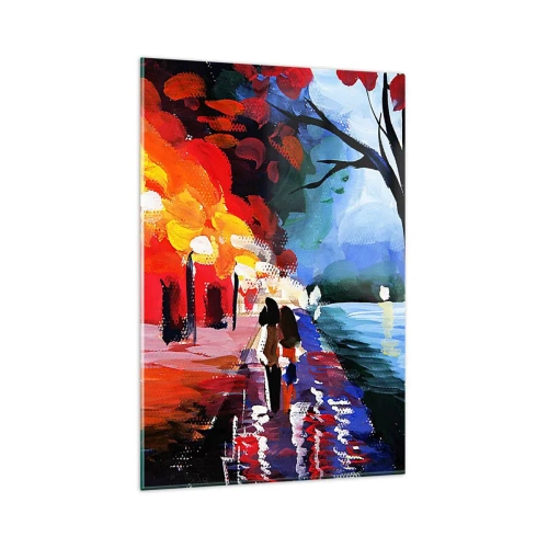 Glass picture - Flaming Autumn in the Park - 80x120 cm