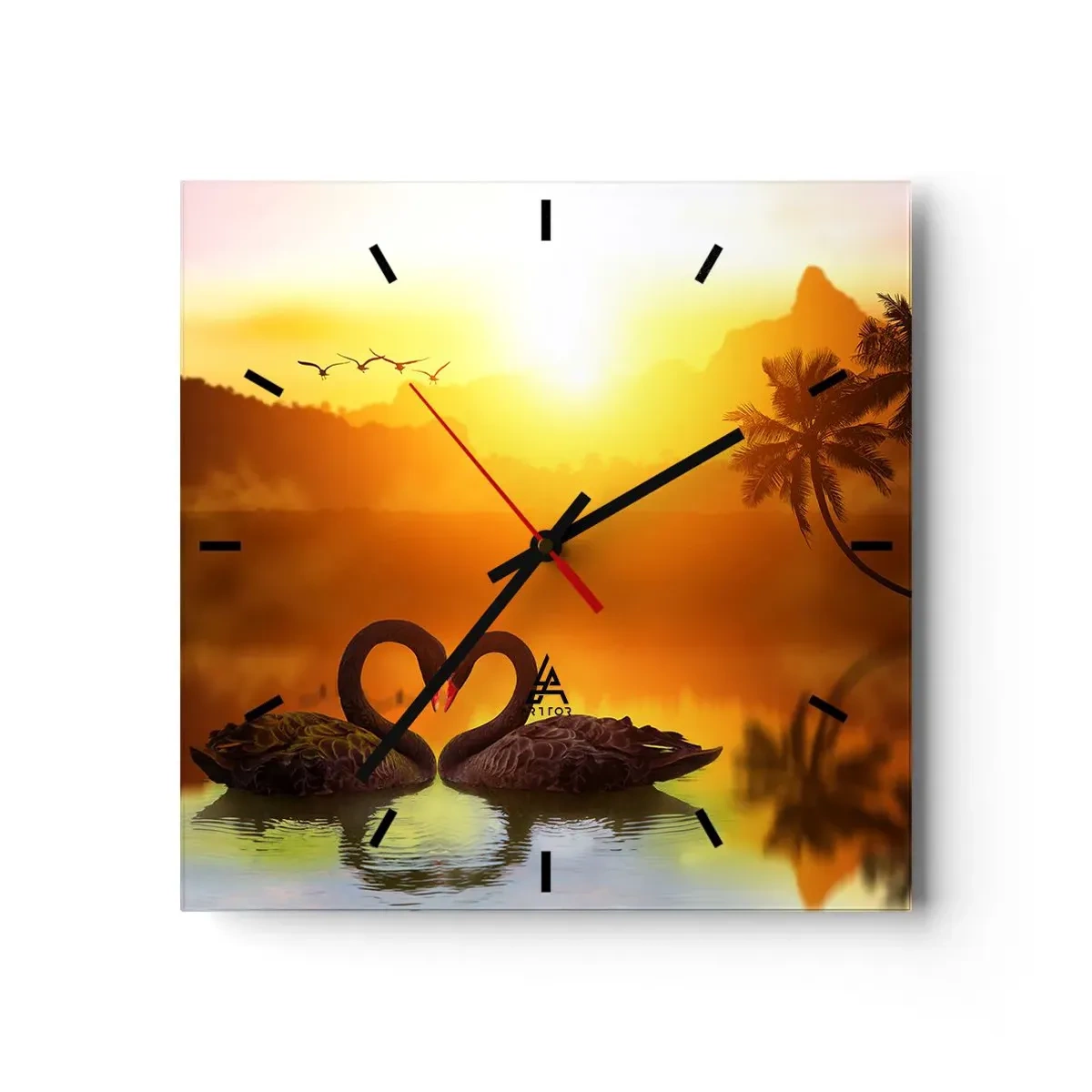 Wall clock - Clock on glass - Paired up - 30x30 cm