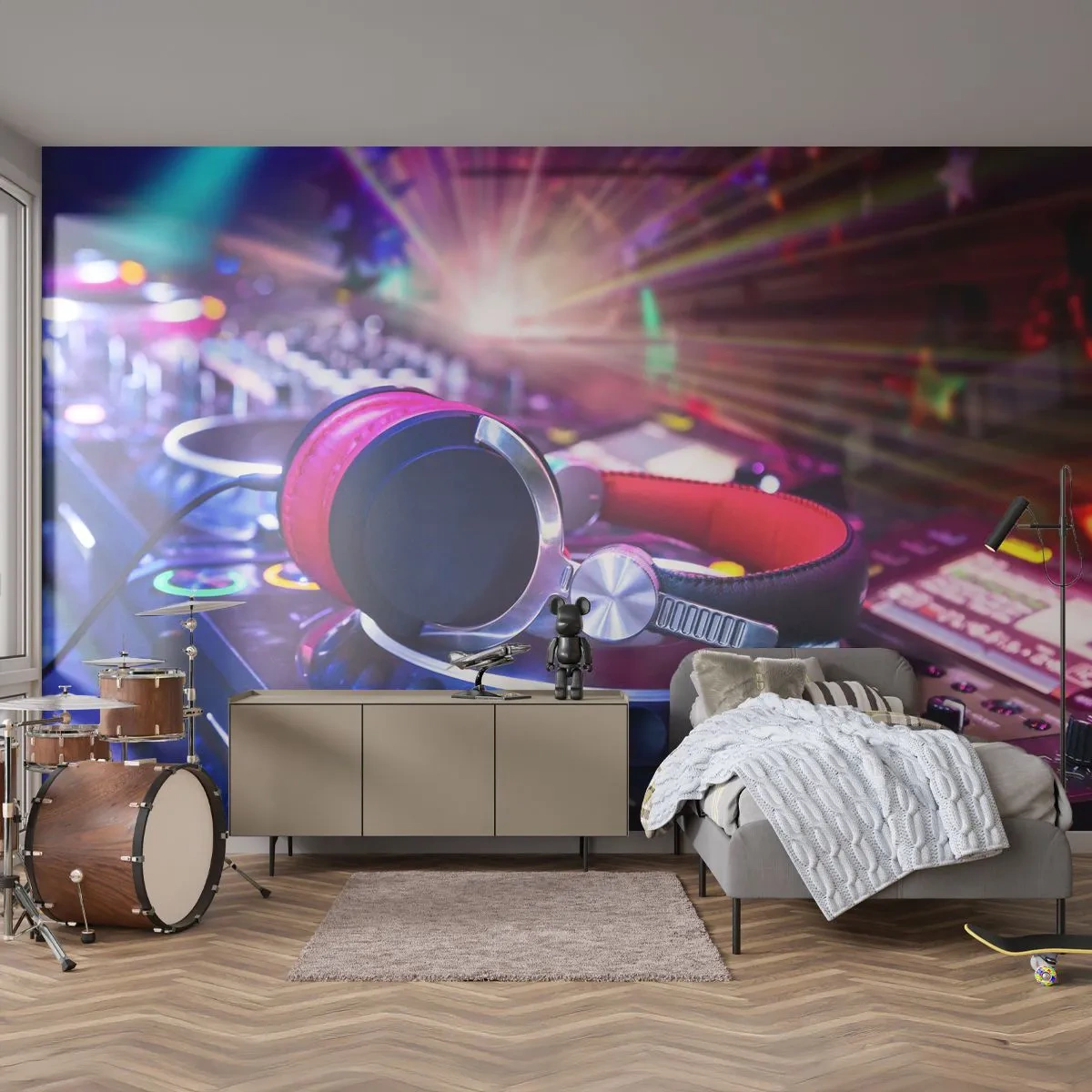 Photo Wallpaper Premium Canvas - Get on the Floor - Music, Music Studio, Headphones - 150x105 cm