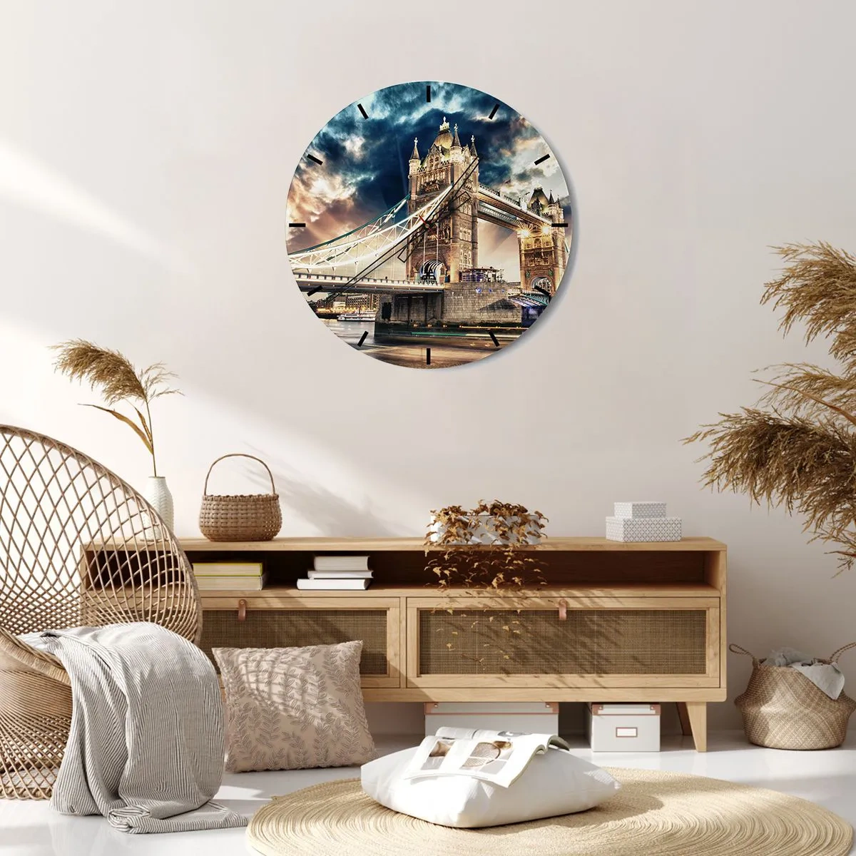Wall clock - Clock on glass - Statue to Victorian Empire - 40x40 cm