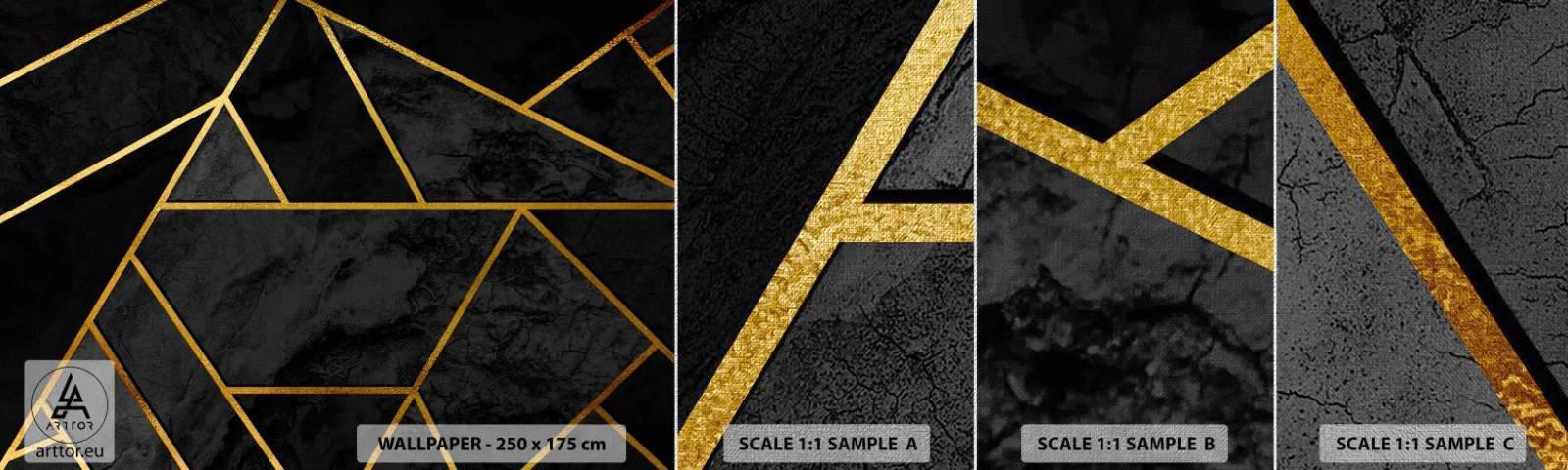 Photo Wallpaper Sample Premium Canvas - Darkness and Brighness - Abstraction, Piece, Modern Pattern - 100x30 cm