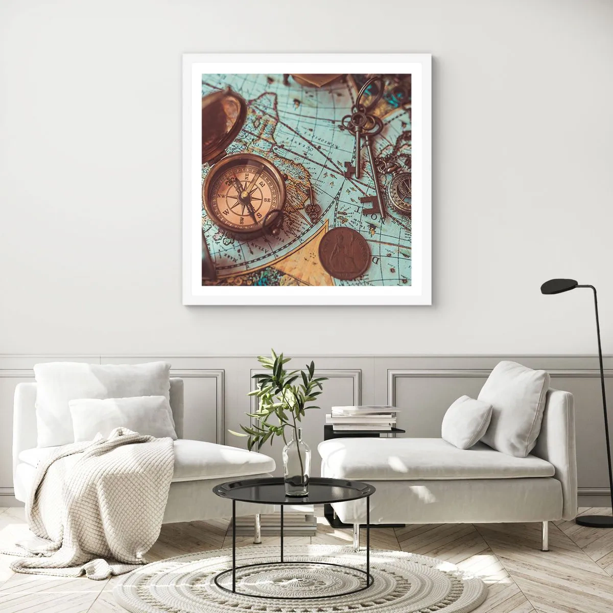 Poster in white frmae - For Adventurers - 40x40 cm