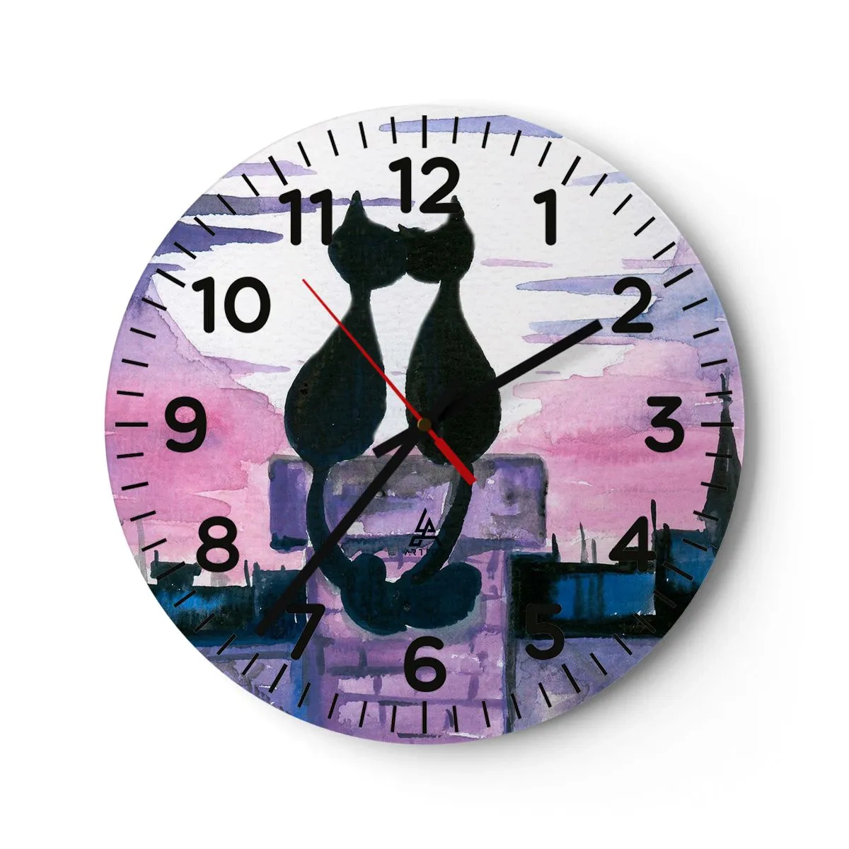 Wall clock - Clock on glass - Rendezvous under the Moon - 30x30 cm