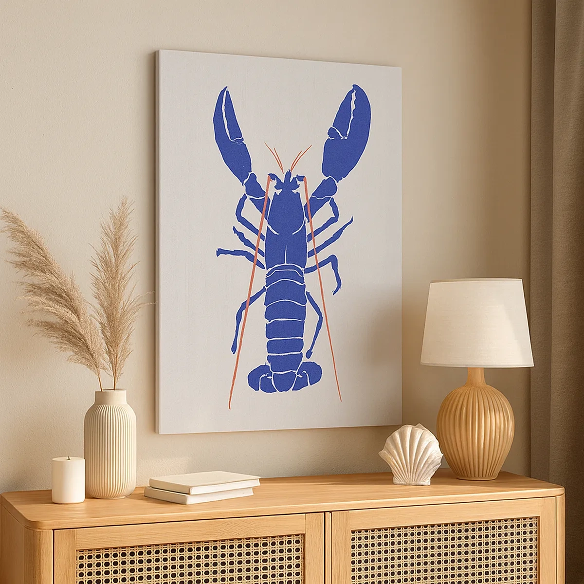 Canvas picture - Exquisite Lobster in Navy Blue - 50x70 cm