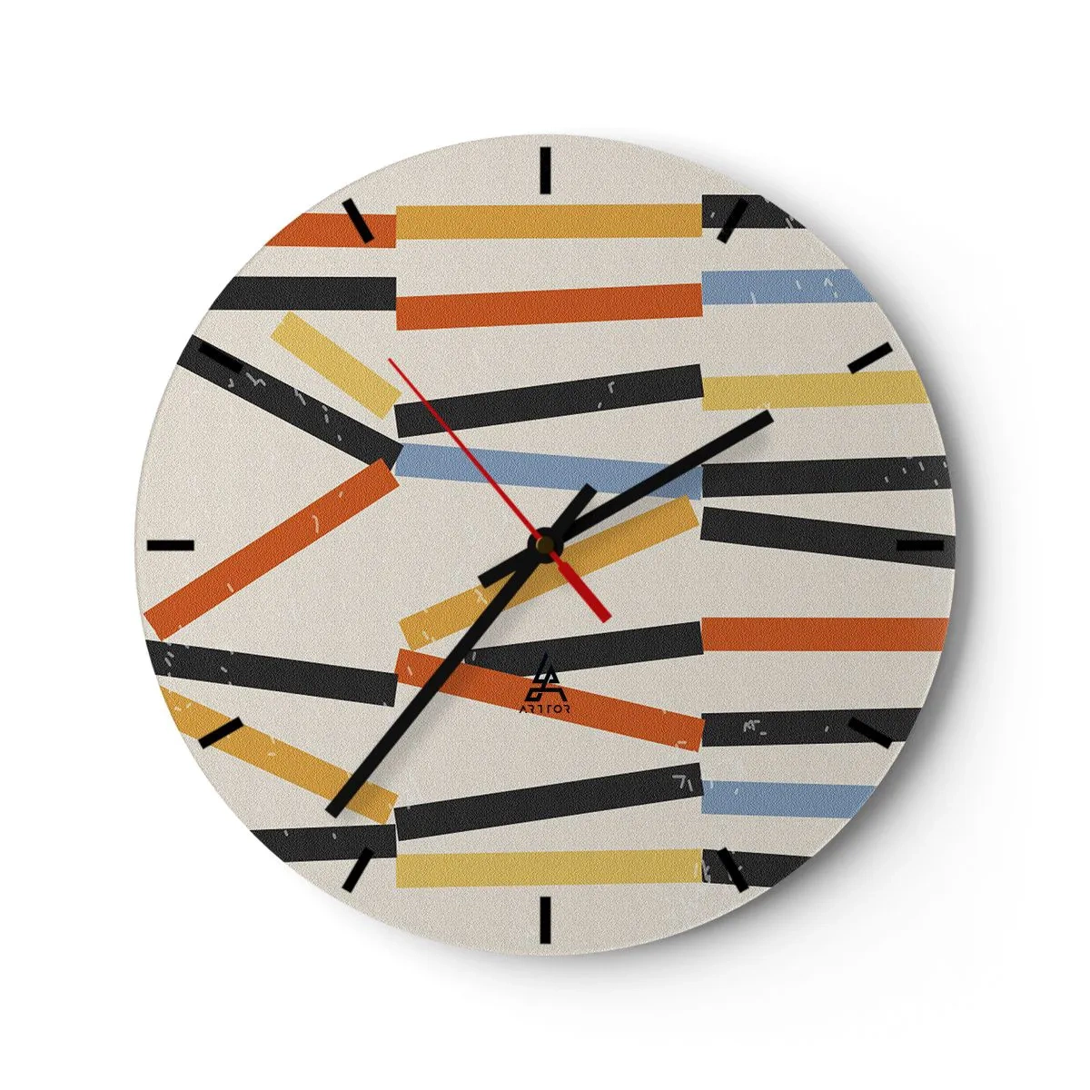 Wall clock - Clock on glass - Horizontal Composition - 40x40 cm