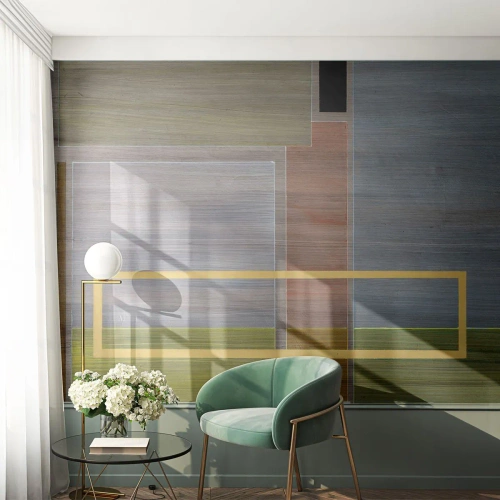 Photo Wallpaper Premium Sand - Straight and Calm - Abstraction, Modern Art, Rectangles - 500x350 cm