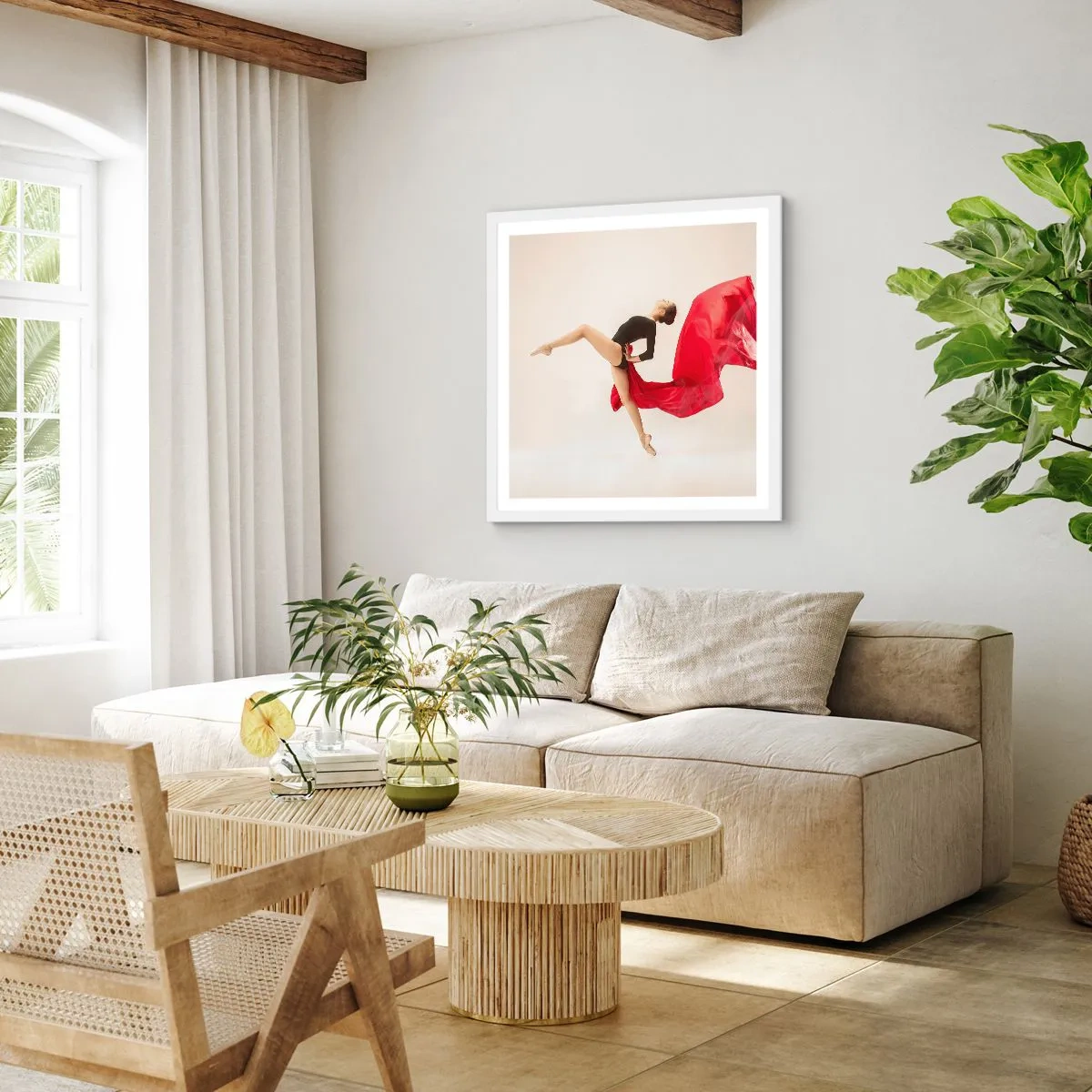 Poster in white frmae - Red and Black - 30x30 cm