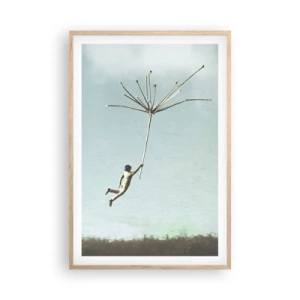 Poster in light oak frame - Kites, Dandelions, Wind - 61x91 cm