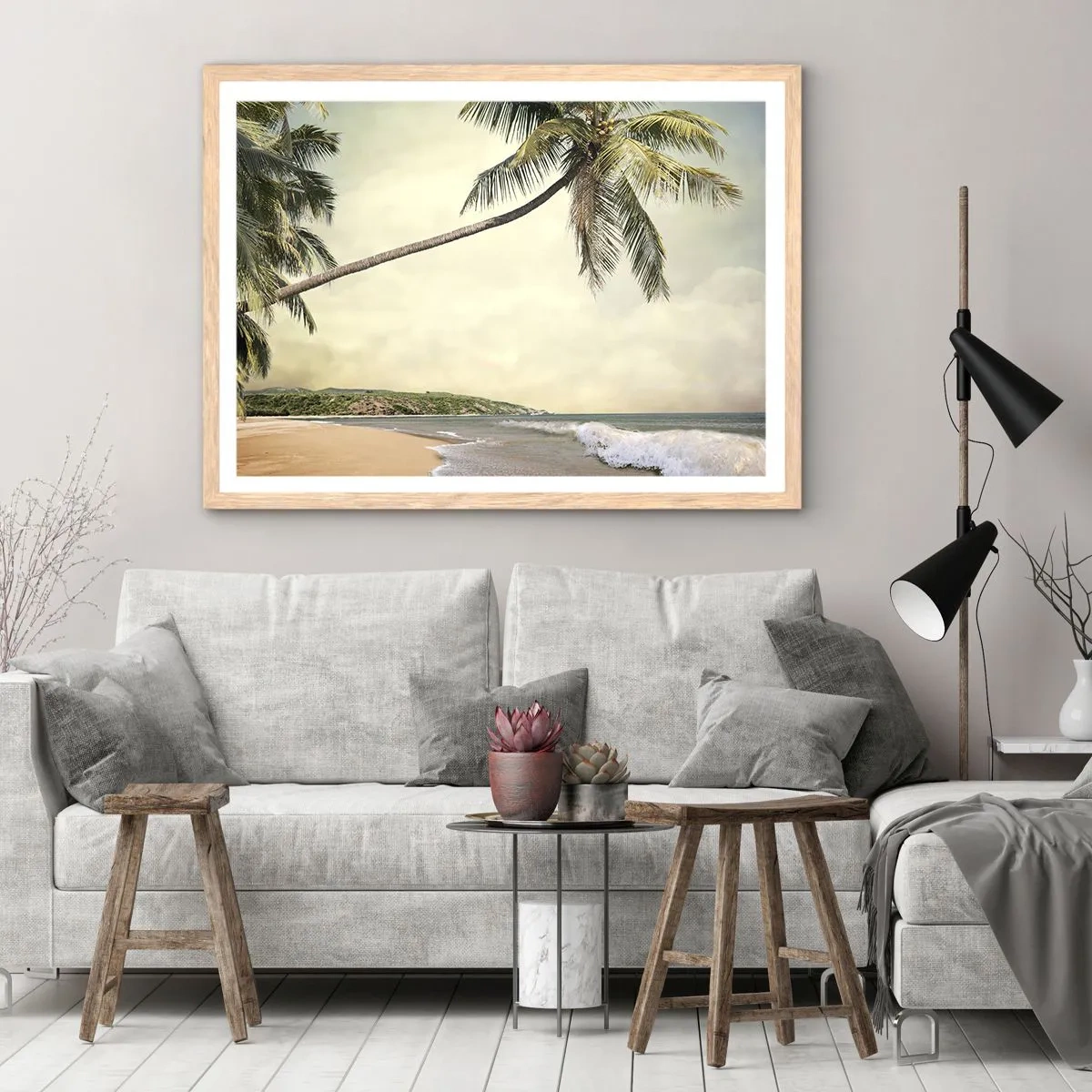 Poster in light oak frame - Tropical Dream - 100x70 cm