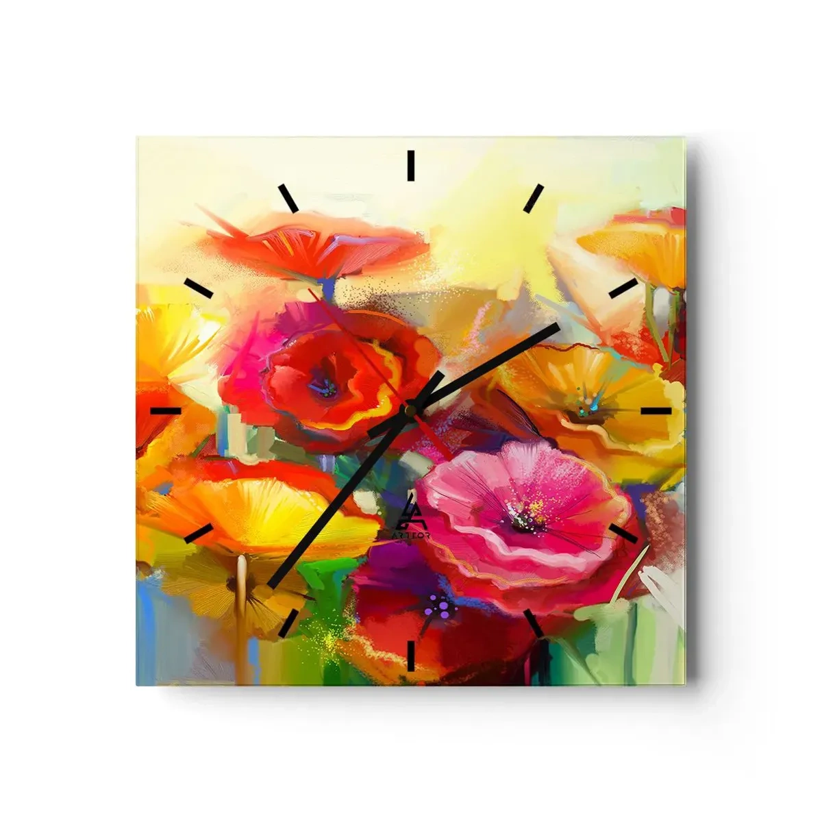 Wall clock - Clock on glass - Not Only Red - 30x30 cm