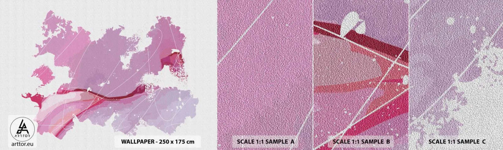 Photo Wallpaper Sample Premium Sand - Map of a Pink World - Minimalism, Pastel, Map - 100x30 cm