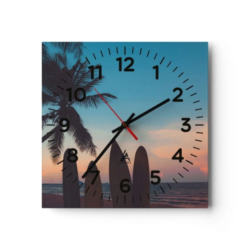Wall clock - Clock on glass - Tomorrow Will Be Fun Too - 30x30 cm