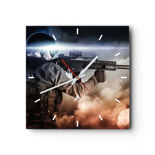 Wall clock - Clock on glass - Simply a Hero - 40x40 cm
