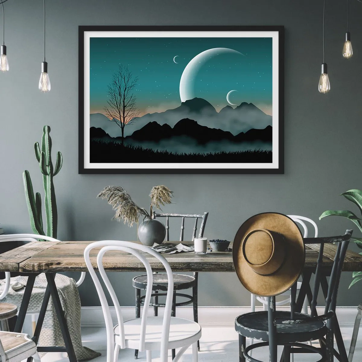 Poster in black frame - Carnival of a Starry Night - 100x70 cm