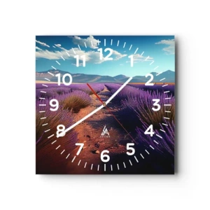 Wall clock - Clock on glass - Fragrant Fields - 30x30 cm
