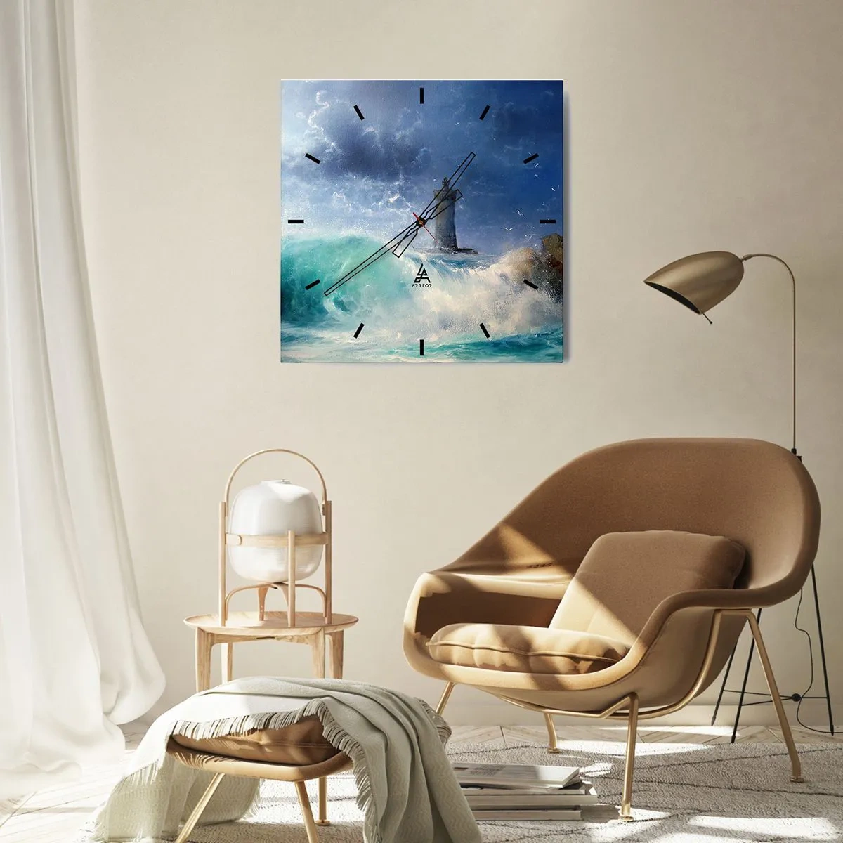 Wall clock - Clock on glass - Standing Guard against the Elements - 40x40 cm