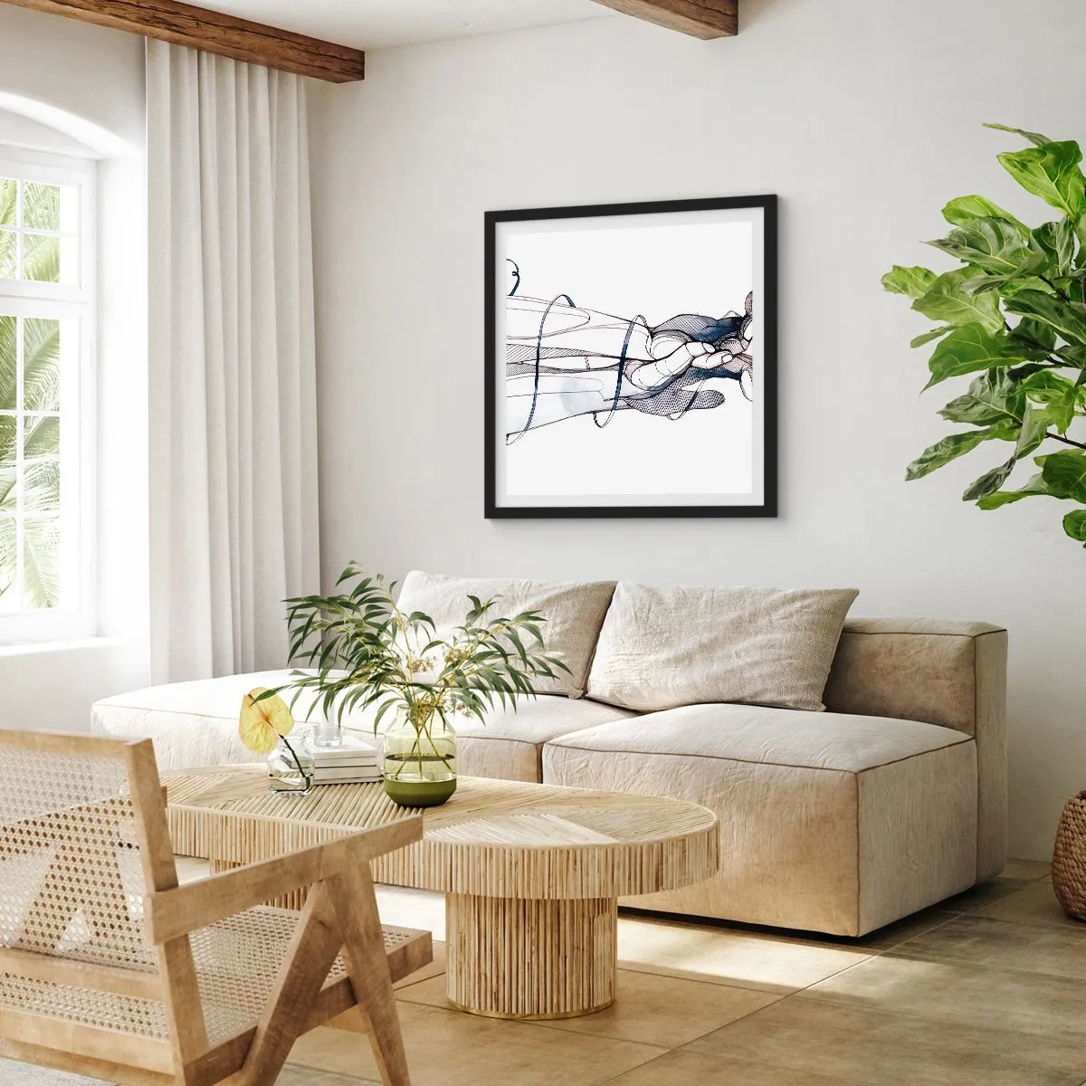 Poster in black frame - Study of Touch - 60x60 cm